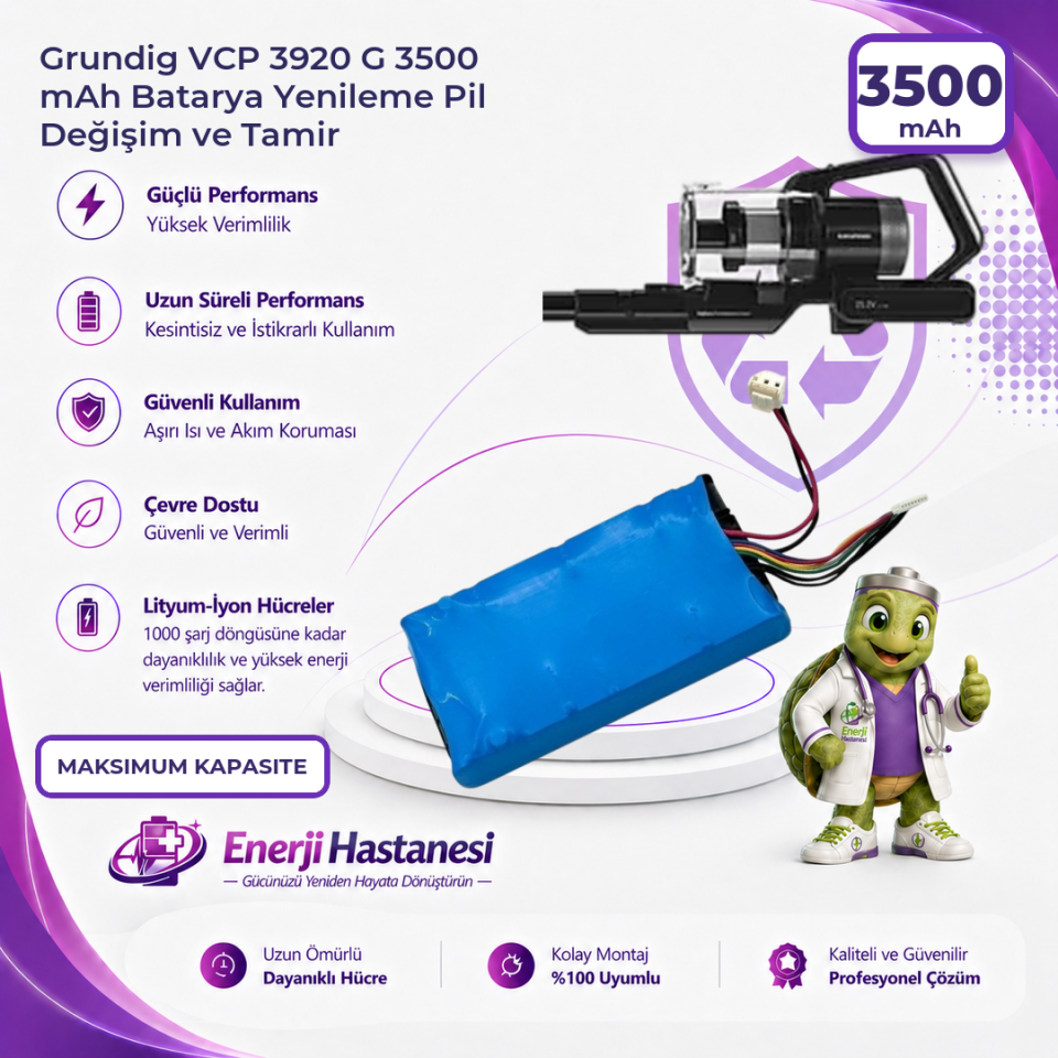 Grundig VCP 3920 G 3500 mAh Batarya Yenileme Pil Değişim ve Tamir