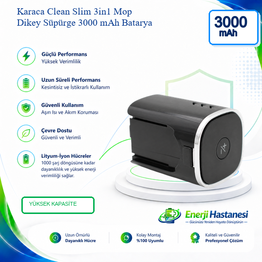 Karaca Clean Slim 3in1 Mop Dikey Süpürge 3000 mAh Batarya