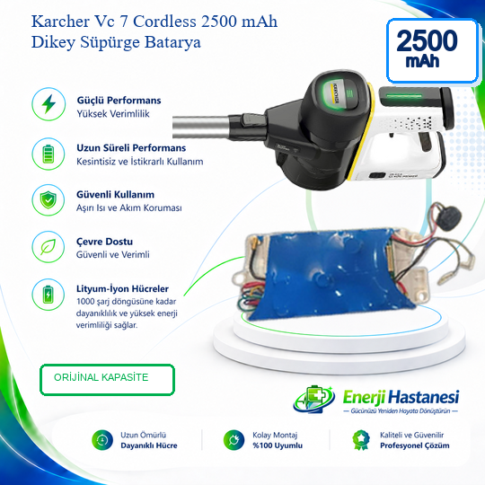 Karcher Vc 7 Cordless 2500 mAh 25.2V Dikey Süpürge Batarya
