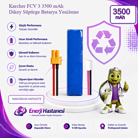 Karcher FCV 3 Dikey Süpürge 3500 mAh Batarya Yenileme