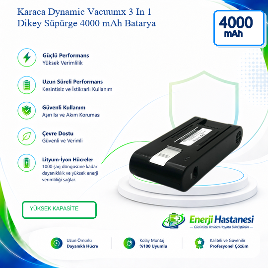 Karaca Dynamic Vacuumx 3 In 1 Dikey Süpürge 4000 mAh Batarya