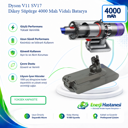 Dyson V11 SV17 Dikey Süpürge 4000 mAh Vidalı Batarya