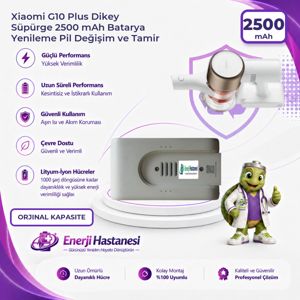 Xiaomi G10 Plus Dikey Süpürge 2500 mAh Batarya Yenileme Pil Değişim ve Tamir