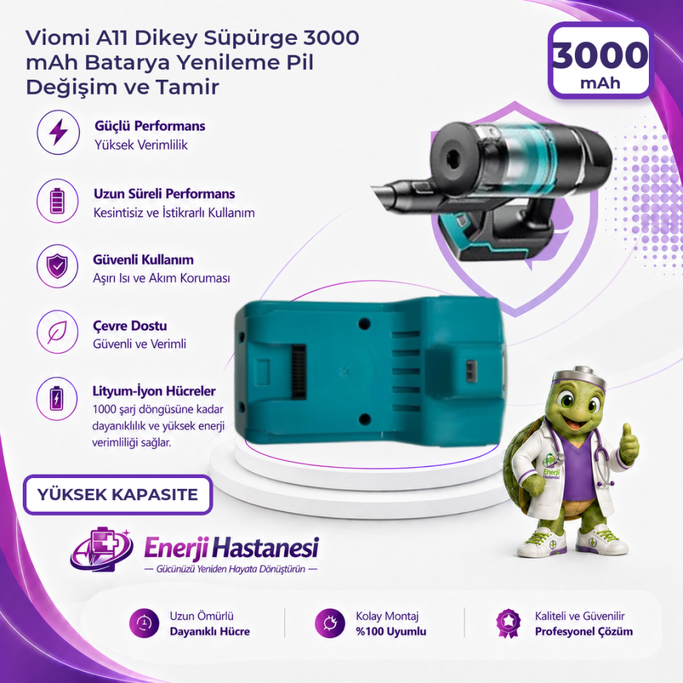 Viomi A11 Dikey Süpürge 3000 mAh Batarya Yenileme Pil Değişim ve Tamir