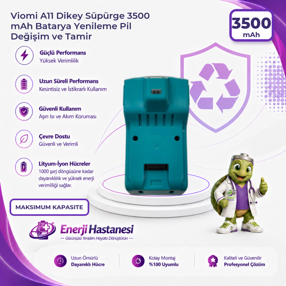 Viomi A11 Dikey Süpürge 3500 mAh Batarya Yenileme Pil Değişim ve Tamir