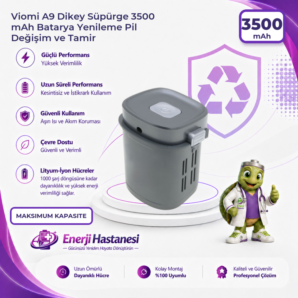 Viomi A9 Dikey Süpürge 3500 mAh Batarya Yenileme Pil Değişim ve Tamir