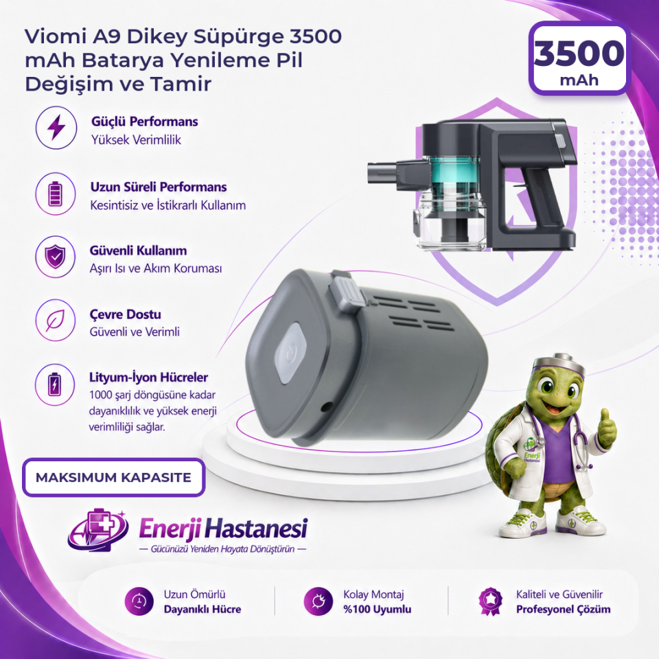 Viomi A9 Dikey Süpürge 3500 mAh Batarya Yenileme Pil Değişim ve Tamir