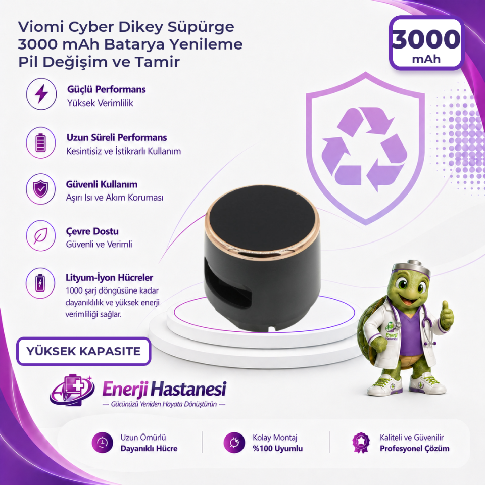 Viomi Cyber Dikey Süpürge 3000 mAh Batarya Yenileme Pil Değişim ve Tamir