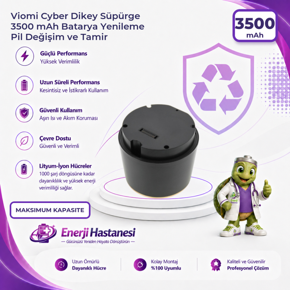 Viomi Cyber Dikey Süpürge 3500 mAh Batarya Yenileme Pil Değişim ve Tamir