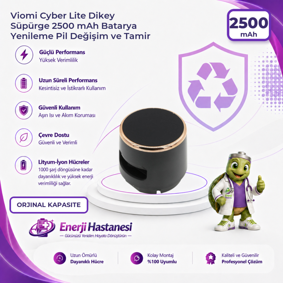 Viomi Cyber Lite Dikey Süpürge 2500 mAh Batarya Yenileme Pil Değişim ve Tamir