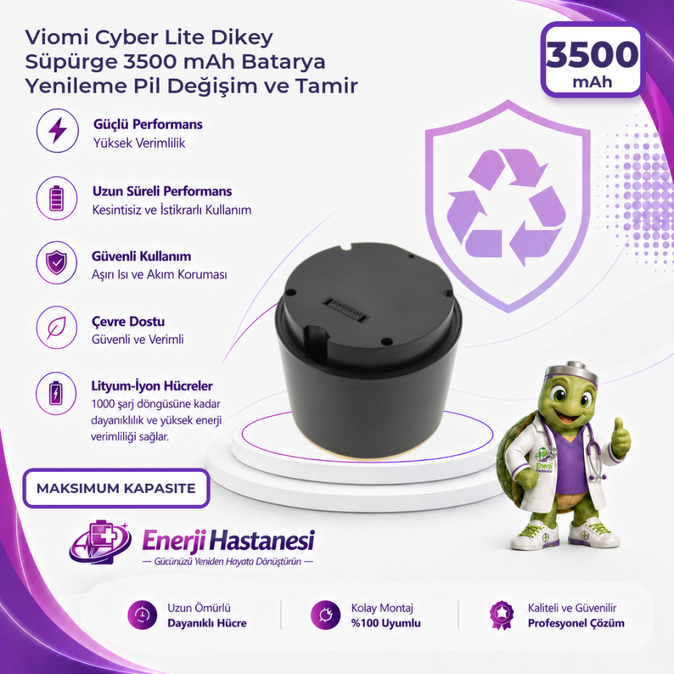 Viomi Cyber Lite Dikey Süpürge 3500 mAh Batarya Yenileme Pil Değişim ve Tamir