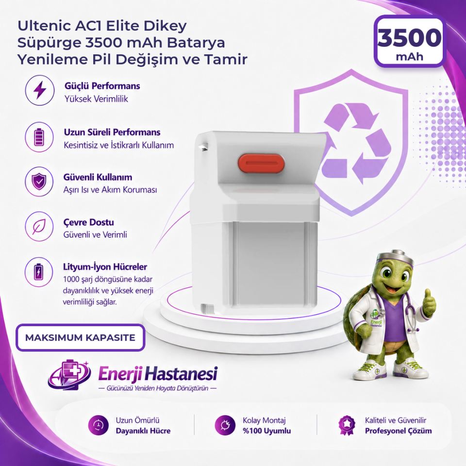 Ultenic AC1 Elite Dikey Süpürge 3500 mAh Batarya Yenileme Pil Değişim ve Tamir