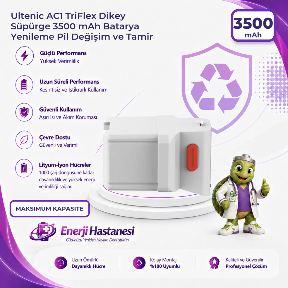Ultenic AC1 TriFlex Dikey Süpürge 3500 mAh Batarya Yenileme Pil Değişim ve Tamir