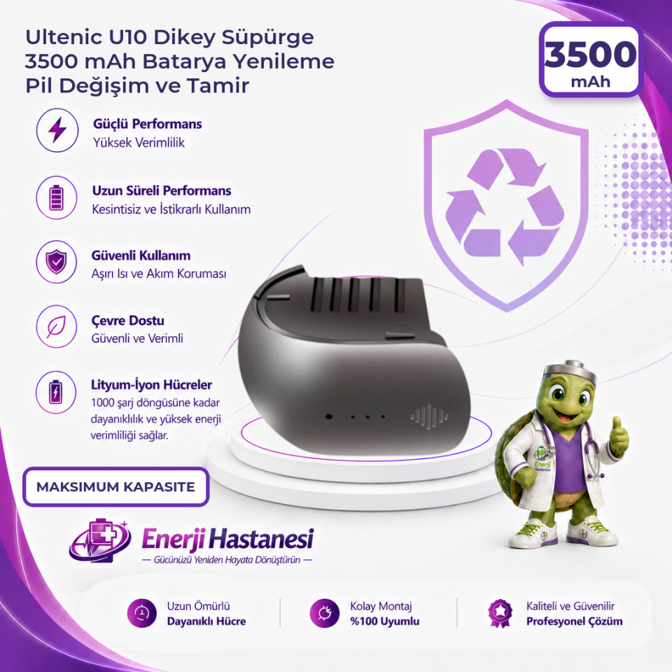 Ultenic U10 Dikey Süpürge 3500 mAh Batarya Yenileme Pil Değişim ve Tamir