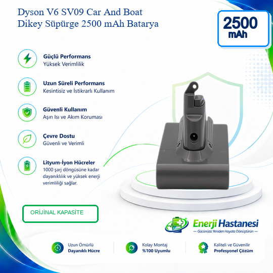 Dyson V6 SV09 Car And Boat Dikey Süpürge 2500 mAh Batarya