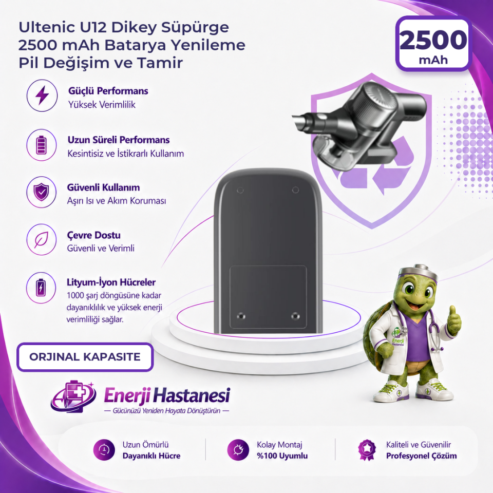 Ultenic U12 Dikey Süpürge 2500 mAh Batarya Yenileme Pil Değişim ve Tamir