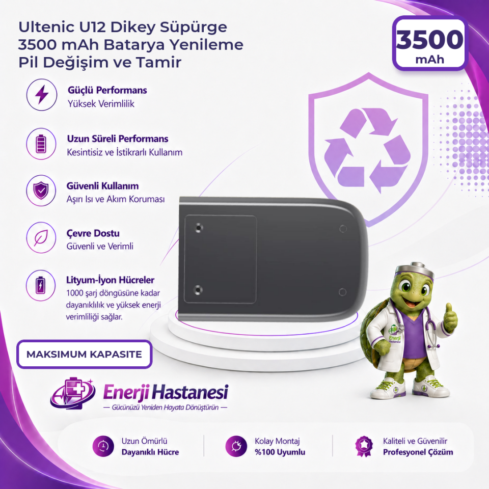 Ultenic U12 Dikey Süpürge 3500 mAh Batarya Yenileme Pil Değişim ve Tamir
