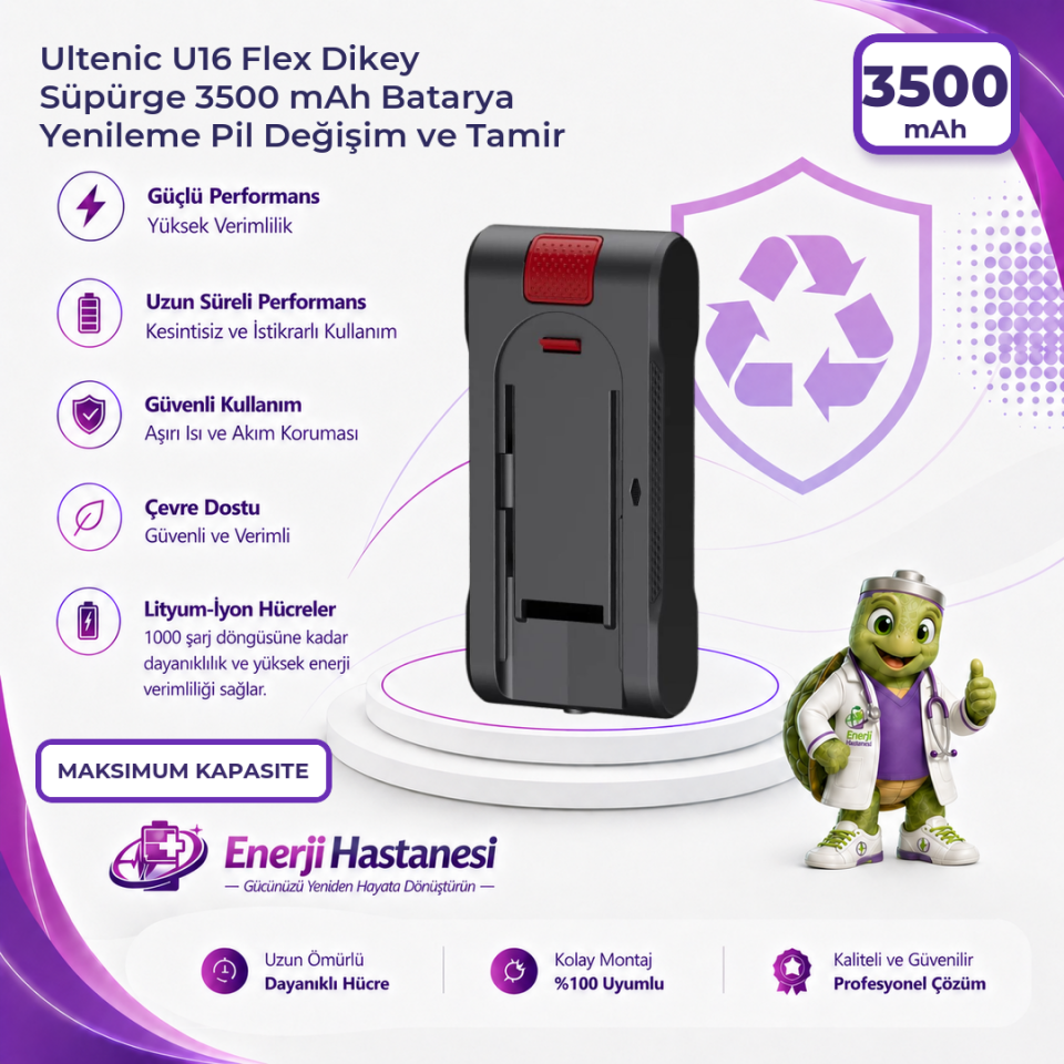 Ultenic U16 Flex Dikey Süpürge 3500 mAh Batarya Yenileme Pil Değişim ve Tamir