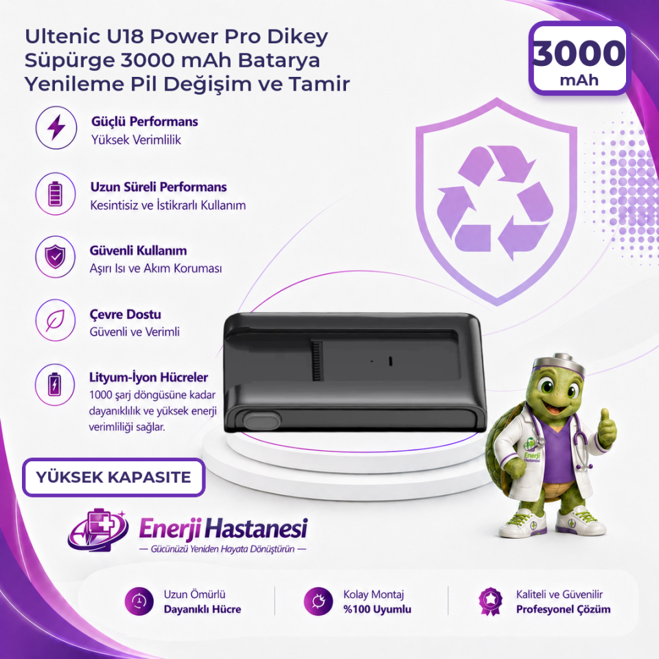 Ultenic U18 Power Pro Dikey Süpürge 3000 mAh Batarya Yenileme Pil Değişim ve Tamir