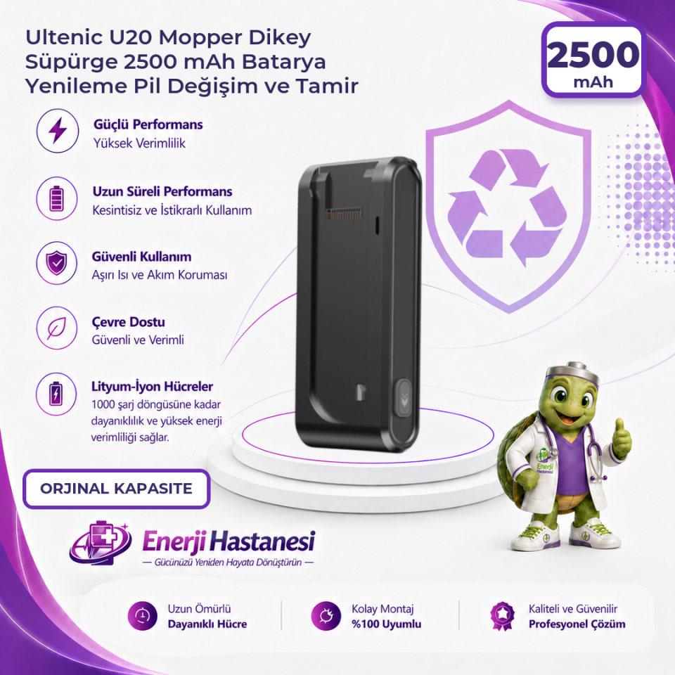Ultenic U20 Mopper Dikey Süpürge 2500 mAh Batarya Yenileme Pil Değişim ve Tamir
