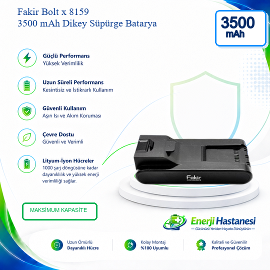 Fakir Bolt x 8159 Dikey Süpürge 3500 mAh Batarya