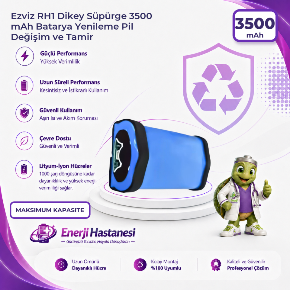 Ezviz RH1 Dikey Süpürge 3500 mAh Batarya Yenileme Pil Değişim ve Tamir