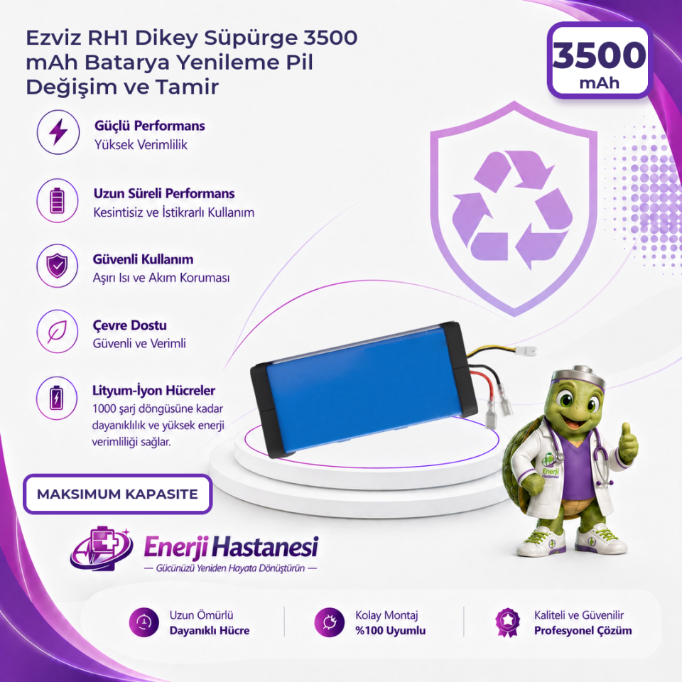Ezviz RH1 Dikey Süpürge 3500 mAh Batarya Yenileme Pil Değişim ve Tamir