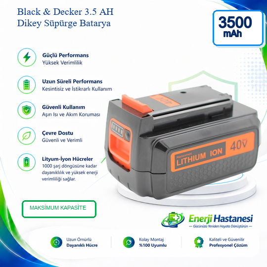 Black & Decker 3.5 AH Dikey Süpürge Batarya
