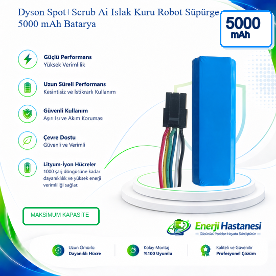 Dyson Spot+Scrub Ai Islak Kuru Robot Süpürge 5000 mAh Batarya