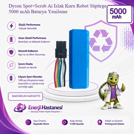 Dyson Spot+Scrub Ai Islak Kuru Robot Süpürge 5000 mAh Batarya Yenileme