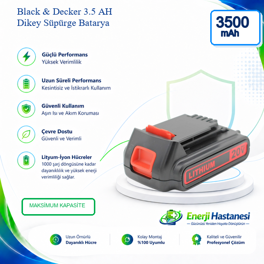 Black & Decker 3.5 AH Süpürge Batarya