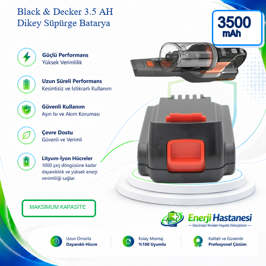 Black & Decker 3.5 AH Süpürge Batarya