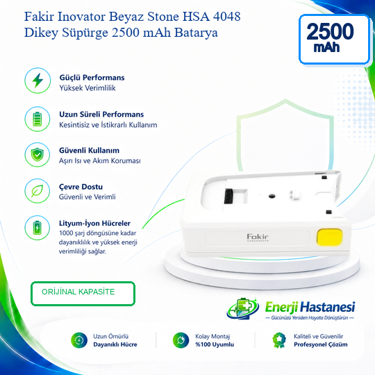 Fakir Inovator Beyaz Stone HSA 4048 Dikey Süpürge 2500 mAh Batarya