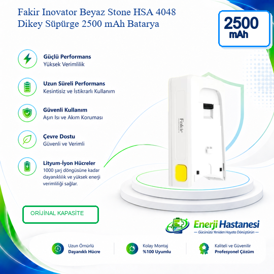 Fakir Inovator Beyaz Stone HSA 4048 Dikey Süpürge 2500 mAh Batarya