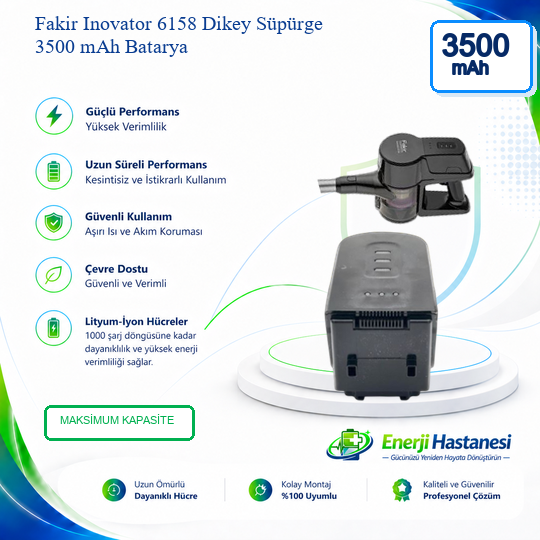 Fakir Inovator 6158 Dikey Süpürge 3500 mAh Batarya