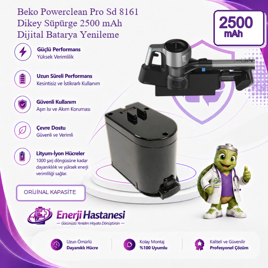 Beko Powerclean Pro Sd 8161 Dikey Süpürge 2500 mAh Dijital Batarya Yenileme