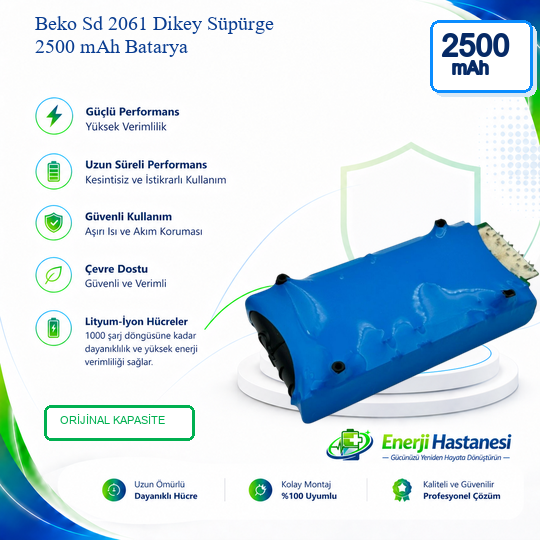 Beko Sd 2061 Dikey Süpürge 2500 mAh Batarya