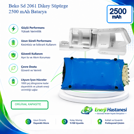 Beko Sd 2061 Dikey Süpürge 2500 mAh Batarya