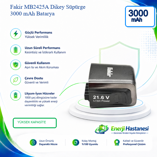Fakir MB2425A Dikey Süpürge 3000 mAh Batarya