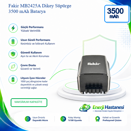 Fakir MB2425A Dikey Süpürge 3500 mAh Batarya