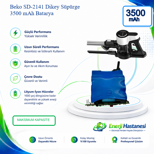 Beko SD-2141 Dikey Süpürge 3500 mAh Batarya