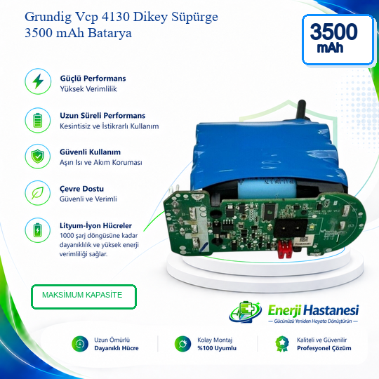 Grundig Vcp 4130 Dikey Süpürge 3500 mAh Batarya