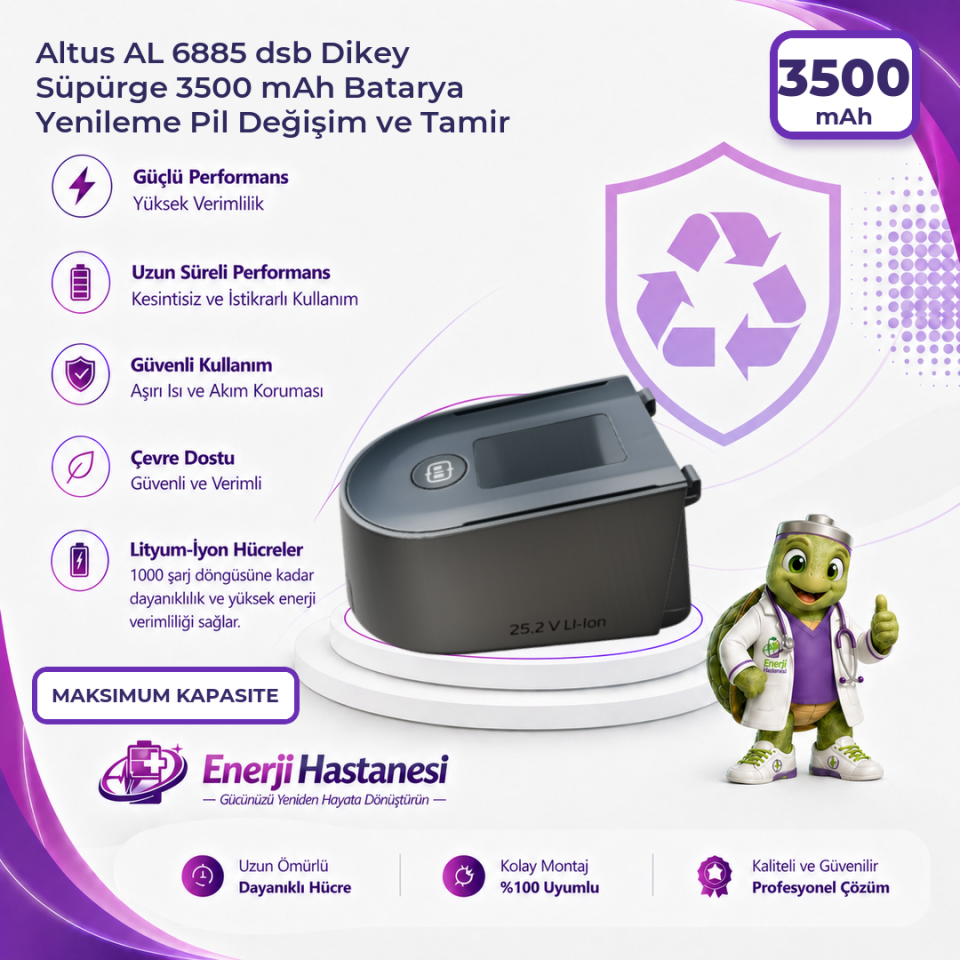 Altus AL 6885 dsb Dikey Süpürge 3500 mAh Batarya Yenileme Pil Değişim ve Tamir