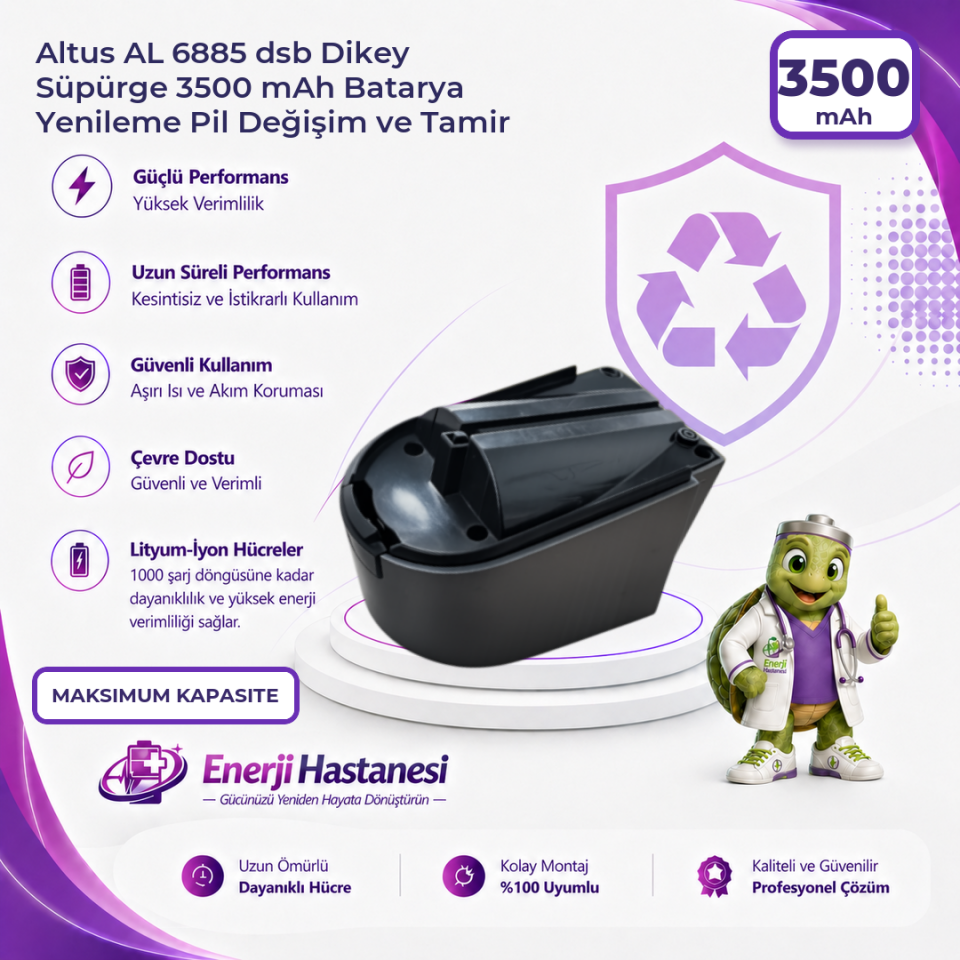 Altus AL 6885 dsb Dikey Süpürge 3500 mAh Batarya Yenileme Pil Değişim ve Tamir