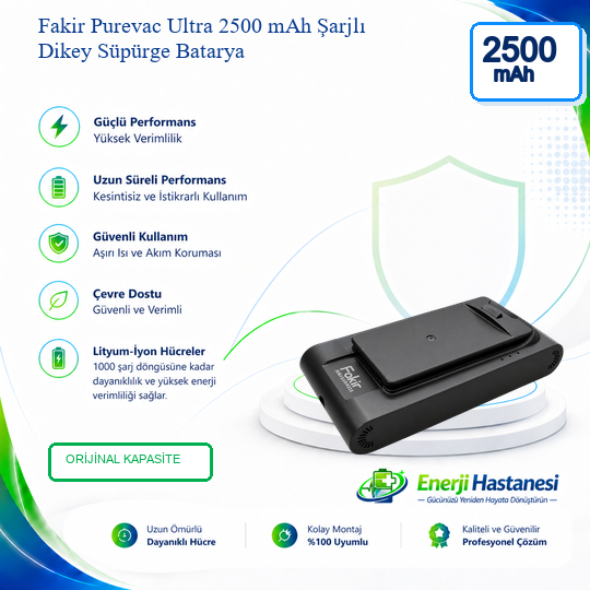 Fakir Purevac Ultra Şarjlı Dikey Süpürge 2500 mAh Batarya