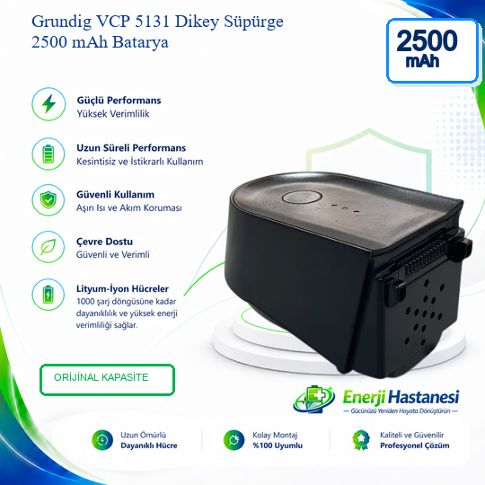 Grundig VCP 5131 Dikey Süpürge 2500 mAh Batarya