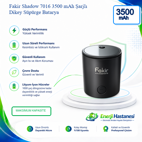 Fakir Shadow 7016 Şarjlı Dikey Süpürge 3500 mAh Batarya