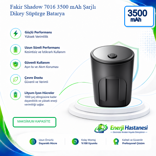 Fakir Shadow 7016 Şarjlı Dikey Süpürge 3500 mAh Batarya