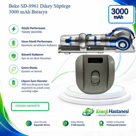 Beko SD-8961 Dikey Süpürge 3000 mAh Batarya