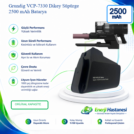Grundig VCP-7330 Dikey Süpürge 2500 mAh Batarya